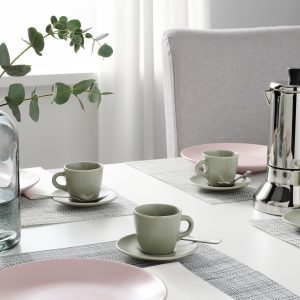 فنجان نعلبکی 4 عددی 70cc ایکیا مدل IKEA FARGKLAR 704.781.59 سبز مات - Image 3