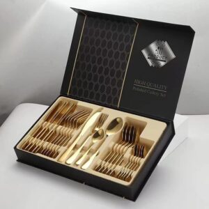 ست قاشق و چنگال 24 پارچه طلایی Stainless Steel Cutlery Set