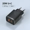 شارژر پرسرعت بیسوس (20w/U+C Port) Baseus Compact Quick Charger مشکی
