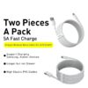 بسته 2 عددی کابل USB به تایپ C بیسوس (40w/5A/1.5m) Baseus Simple Wisdom سفید - Image 3