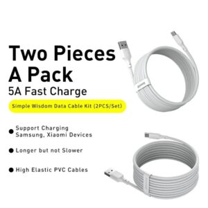 بسته 2 عددی کابل USB به تایپ C بیسوس (40w/5A/1.5m) Baseus Simple Wisdom سفید - Image 3