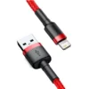 کابل USB به لایتنینگ بیسوس (iP2.4A/1m) Baseus قرمز/مشکی