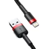 کابل USB به لایتنینگ بیسوس (iP2.4A/1m) Baseus مشکی/قرمز