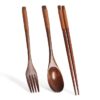 ست قاشق، چنگال و چاپستیک چوبی 3Pcs Japanese Style Tableware