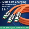 کابل شارژ 3 در 1 (6A/120w/USB to M+L+C) 3 in 1 Fast Charging Cable نارنجی