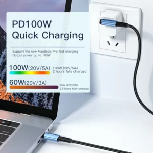کابل تایپ C به C اساگر (100w/1m) ESSAGER Type-C to C Cable مشکی/سرمه ای - Image 7