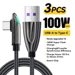 پک 3تایی کابل USB به تایپ C  اساگر (100w/7A/1m) ESSAGER 3pcs Type-C Cable - Image 3
