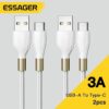 پک 2 تایی کابل تایپ C به C اساگر ESSAGER Type-C to C Cable (60w/1m/3A) سفید/طلایی
