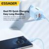 شارژر فست به همراه کابل تایپ C اساگر (20w/2port A+C) ESSAGER Charger سفید - Image 7