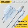 شارژر فست به همراه کابل تایپ C اساگر (20w/2port A+C) ESSAGER Charger سفید