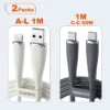 پک دو تایی کابل USB به لایتنینگ + تایپ C به C توکی Toocki (1m/60w) خاکستری/کرمی