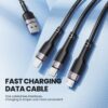 کابل شارژ 3 در 1 توکی (USB to M+L+C/100w/1.2m) Toocki 3in1 USB Cable مشکی - Image 3