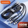 کابل شارژ 3 در 1 توکی (USB to M+L+C/100w/1.2m) Toocki 3in1 USB Cable مشکی