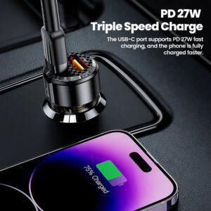 شارژر فندکی خودرو توکی (USB-C+USB-A/30w+30w) Toocki 60W Car Charger مشکی - Image 3