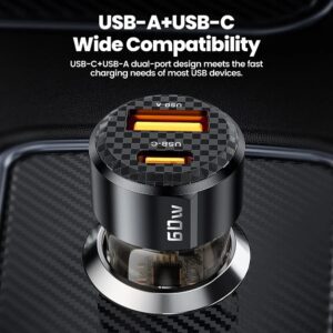 شارژر فندکی خودرو توکی (USB-C+USB-A/30w+30w) Toocki 60W Car Charger مشکی - Image 6