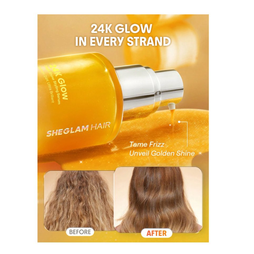سرم موی درخشان 10 میلی مو شیگلم مدل SHEGLAM 24K High Shine - Image 2