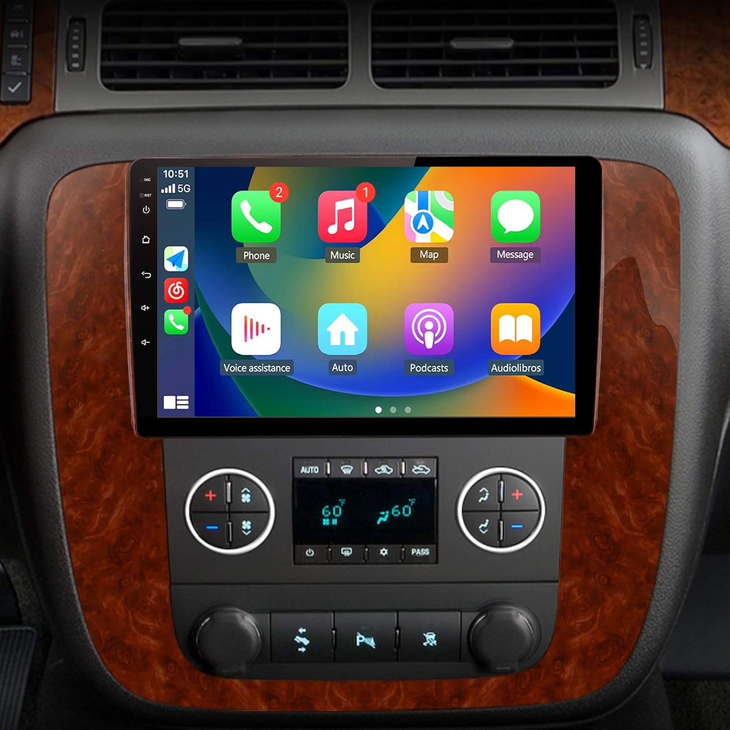 مانیتور اندروید مخصوص شورلت تاهو - سابربن - سیلورادو مدل 2007–2013 با پشتیبانی از CarPlay و Android Auto